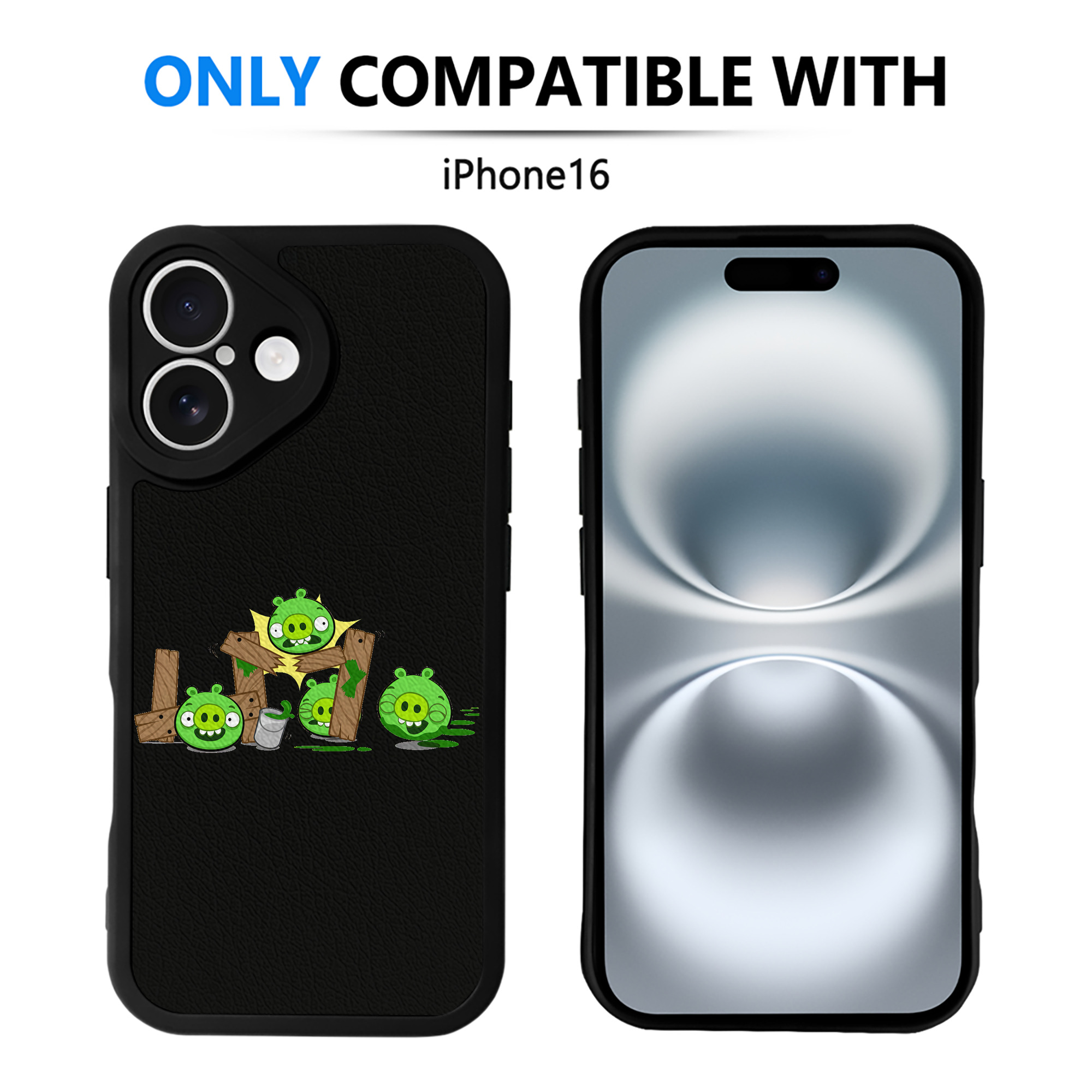 （画像用） Angry Birds アングリーバード 【iPhone 16シリーズ対応】シリコンスマホケース（レザー調） 材質：シリコン